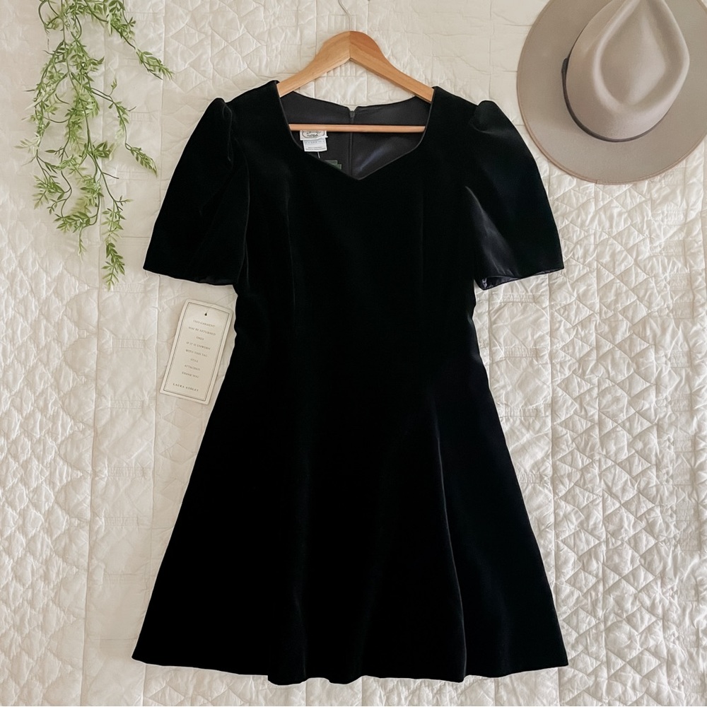 Vintage Deadstock Laura Ashley Velvet Mini Dress - Picture 5 of 5